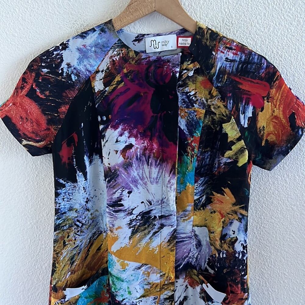 Milky Way Art By Adeline Yeo Art to Wear Dress Button Front Statement Small - Picture 4 of 8